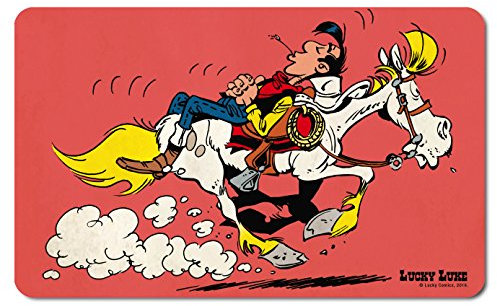 Logoshirt® Lucky Luke I Riding On Jolly Jumper I Tabla de desayuno I Tabla de cortar I 23x14cm I Lavable en lavavajillas y resistente al calor I Diseño Original con Licencia