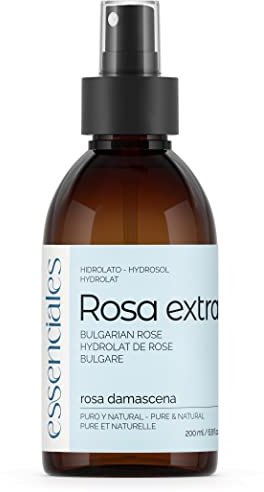 Essenciales - Hidrolato de Agua Floral de Rosa Extra, 100% Pura y Natural, 200 ml | Hidrolato Rosa Damascena
