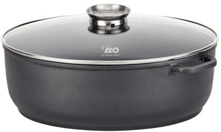 ELO 8284826 Cocotte Ovale avec Couvercle, Mijoteuse avec Couvercle en Verre, Faitout, Convient à Tous Types de Feux, Fonte d'aluminium, Verre, 38x25cm, Noir 3