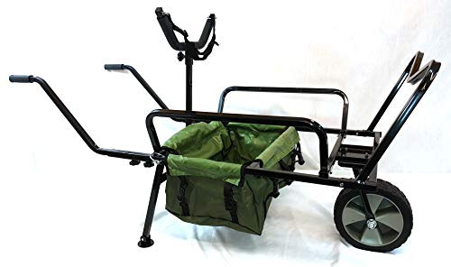 Bison Heavy Duty One Wheel Fishing Barrow, with Barrow Bag and Y Bar