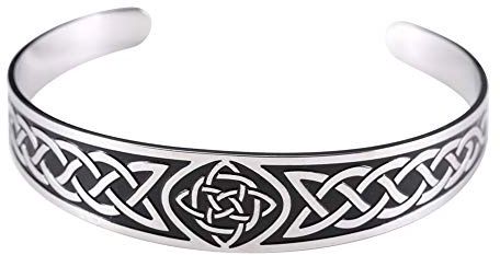 LIKGREAT Irischer keltischer Knoten-Armband, Edelstahl, Wikinger-Amulett, Armreif für Damen und Herren, 2.6 inch, Metall, nicht bekannt