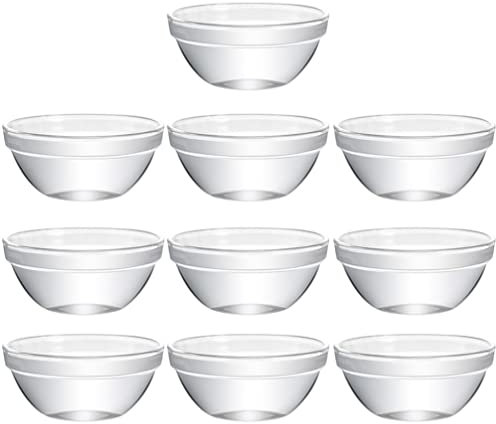 DOITOOL 10pièces Bols Verre Empilables Pour Desserts Salades Et Préparations Petits Ramequins Design Transparent Et Élégant
