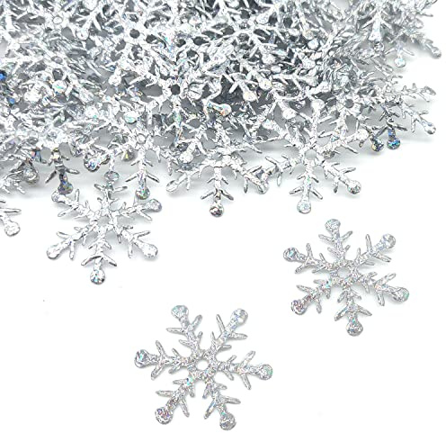 Christmas Confetti Glitter Snowflakes Table Confetti Silver Festive Snowflake Sequins Confettis Card Making, Scrapbooking, Sewing, Wedding Favors A3XHZX (2.5cm)