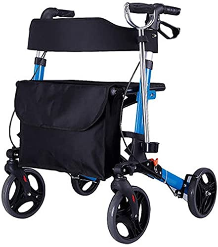 Bsetain Rollator Walker Seniors Indoor Rollator Lightweight Rollator, Folding Rollator Walker with Seat, Portable Compact 4 Wheels Mobility Aids, Elderly Scooter Trolley Rehabilitation Walking Walker