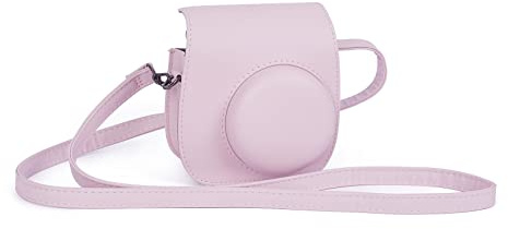 Riosin Instant Mini12 Protective Case for Instax Mini 12/11-Blossom Pink | Premium Leather Camera Bag Cover|with Film Pocket|Removable&Adjustable Strap