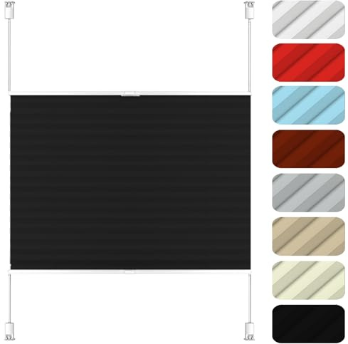 Store Plissé a Clipser 30 x 210 cm sur Mesure pour Toutes Les fenêtres intérieures, Thermique Volet Roulant sans Perçage, Ni Collage pour fenêtre, Stores, fenêtres, Noir