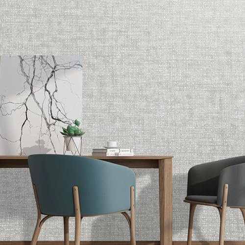 Trafagala Light Beige Grey Fabric Linen Effect Textured Wallpaper Hessian Wallpaper Designed to Look Like Fabric Minimalist Designer Feature Wall Paper for Living Room Bedroom