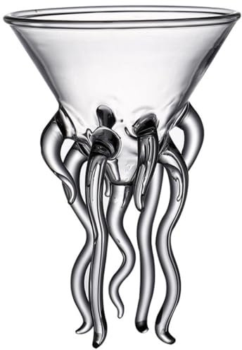 VINTORKY Creative Jellyfish Octopus Cocktail Glass 150ml Water Goblet Beverage Glass for Whiskey and Juice Bar Party Wedding Toasting Cup