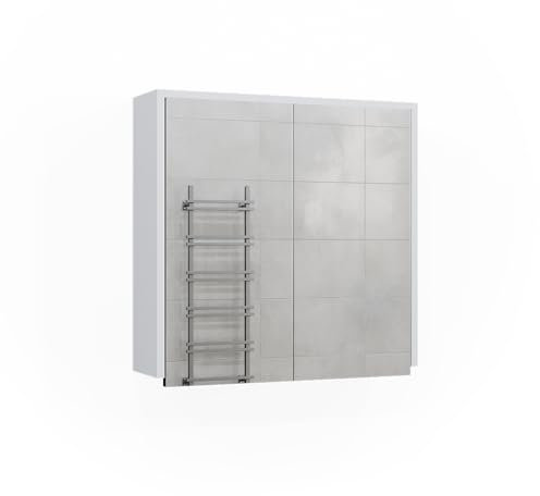 Vicco Badspiegelschrank Weiß/Anthrazit Maltin 60x58x17 cm - Badezimmerschrank mit Spiegel, Viel Stauraum Oben und unten