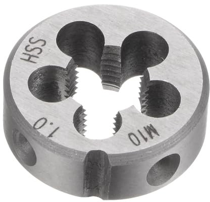 QUARKZMAN Filières à Fileter Rondes, Filetage Métrique M10 x 1 (Droite), Acier Rapide (HSS) Outil de Réparation de Filière de Coupe de Vis