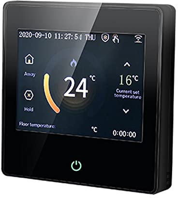 USKI Trottinette de Piscine WiFi Smart Thermostat Chauffage for Eau/Plancher électrique Chauffage/gaz de la chaudière à gaz Contrôleur de la chaudière LED Écran Tactile(Zwart,ME102 16A)