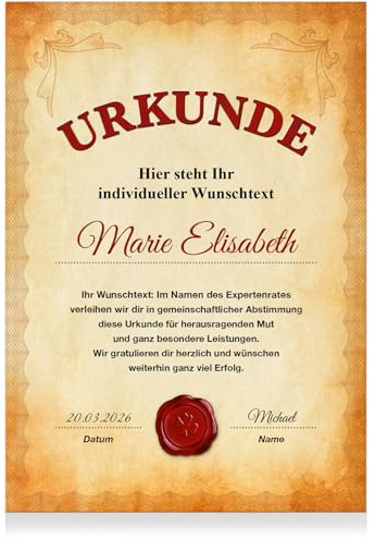 Einladungskarten Manufaktur Hamburg Urkunde PERSONALISIERT mit Text Name individuell DIN A4 Zertifikat Ehre Ruhestand Geschenkidee Auszeichnung Sport Jugendweihe Rente Pension Geburtstag