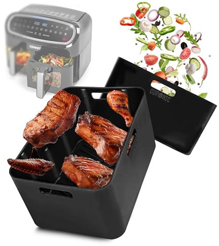 Duronic Silicone Air Fryer Liners AFL2 Air Fryer Basket Liner Durable Nonstick Silicon Inserts for Air Fryers AF14 AF34 Large Drawer Reusable Dual Air Fryer Accessory Premium Cooking Accessories