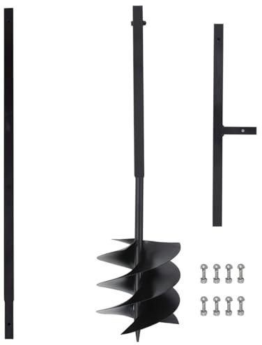 Juroupi 3059407 - Taladro de tierra con mango de 250 mm con tubo de extensión de acero de 8 m, taladro de tierra con asa, excavadoras de agujeros para postes, herramientas manuales