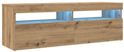 vidaXL TV-Schrank mit LED Artisan-Eiche 120x35x40 cm Holzwerkstoff | Mehrfarbige LEDs sorgen für eine tolle Atmosphäre, zwei schwebende Regale für Ihre Leckereien, viel Platz für Ihren Fernseher