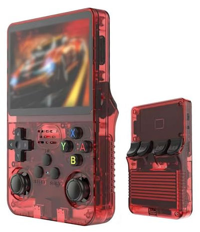 Keyboy Game Console R36S Retro Handheld Game Console with 64/128G Built-in 21000+ Classic Games, Open Source Linux System 3.5 Inch IPS Screen Portable Pocket Video Player (Red 128G)