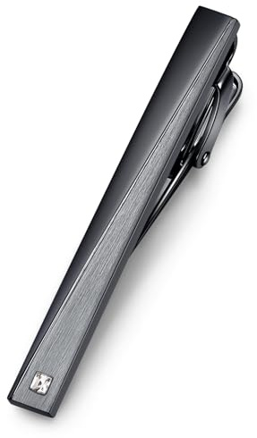 HONEY BEAR 2.12inch Herren Kristall Krawattennadel Krawattenklammer für Normale Krawatte Tie Clip,Schwarz,5.4cm