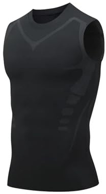 LUYSGBXR Chemise Modelante pour Homme - Gilet Amincissant - Gilet de Forme pour Homme - T-Shirts de Compression - Débardeur de Contrôle du Ventre - Chemises de Fitness à Séchage Rapide, Noir , 5XL