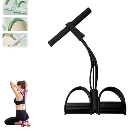 21 Bandas de Resistencia al Fitness-4 Pedal de Tubo Toble Extractor, Banda de Resistencia al Pedal con manija, Tensor de Pedal, Cuerda de pie de pie para el hogar, Bandas de Estiramiento (Black)