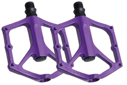 1 Pair Bike Pedals, 14mm MTB Pedals, Aluminum Non Slip BMX Road Mountain Bike Pedals Parts for Most Bicycles(Purple)