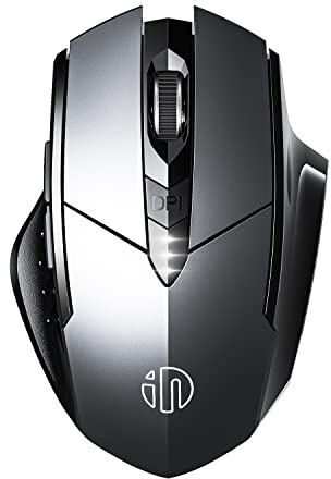 INPHIC Ratón inalámbrico recargable, nivel de batería visible, mouse inalámbrico silencioso de 2.4 G para laptop, 2400 DPI