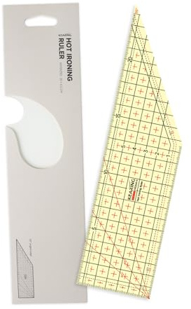 KEARING Hitzebeständiges Bügellineal 25×6,5 cm mit 30°-Winkel – Anti-Rutsch Saumlineal zum Messen, Markieren & Bügeln – Nähen, Patchwork & Quilting