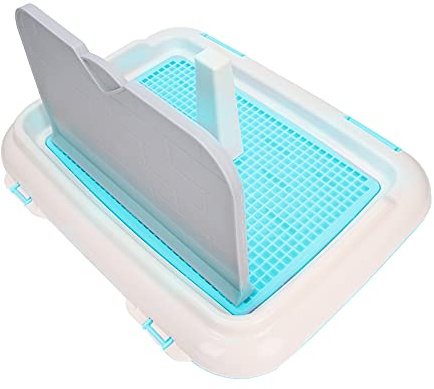 HUSHUI Hundetoilette für den Innenbereich, Welpentrainingstoilette mit Simulierter Wand und Urinpadhalter, für Kleine Hunde Unter 15 Pfund (Blau)