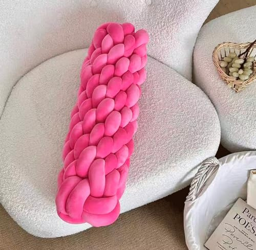 MGEMJMJ Knotting Pillows, Hand-Woven Knotting Spandex Velvet Pillows, Suitable for Bedrooms, Sofa Cushions Or Home Decorations, Comfortable Throw Pillow(Size:50X17CM,Color:Pink)