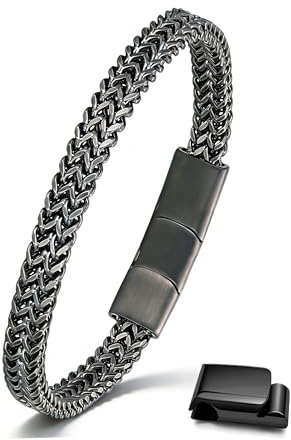 Esrael Armband Herren Schwarz Armbänder für Herren Schmuck Männer Armband Edelstahl Herrenarmband Herrenschmuck Männerarmband Valentinstag Schmuck Geschenk für Ihn Gifts for Men