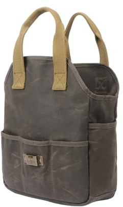 TOURBON Waxed Canvas Tool Tote Bag for Garden Tools Heavy Duty Electrician Workshop Tool Organizer Bags with Multi Pockets