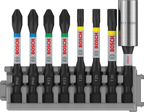 Bosch 8x PRO Impact Set with Standard Bitholder and Pick and Click Index (170 x 120 mm, Professional Accessory Screwdriver, Screwdriver)