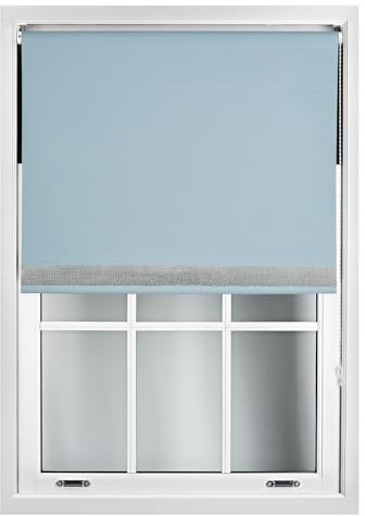 FURNISHED Verdunkelungsrollos mit Diamante-Kante – Verdunkelungsrollo mit Thermischer Stoffisolierung und Dekorativem Diamante-Glitzerbesatz, Enteneiblau Bis zu 150W x 210L cm