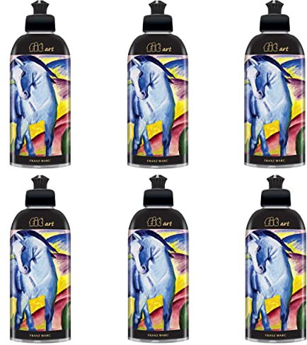 fit art Spülmittel 6 x 500 ml, Geschirrspülmittel gegen Fett und Stärke, vegan, mikroplastikfrei, Franz Marc Das blaue Pferd