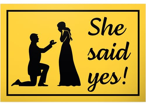 DankeDir! She Said Yes - Schild 30 x 20 cm - Hochzeitskarte Hochzeit Brautpaar Hochzeitsgeschenk Geschenk Deko Idee Verlobung - Hochzeitsdeko Requisiten JGA Fotobox Partydeko