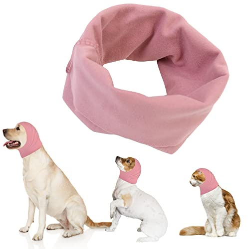 Cache-oreilles pour chien - Protection auditive - Sweat à capuche - Réduction du bruit - Pour chiens et chats - Pour le bain - Rose - Taille M