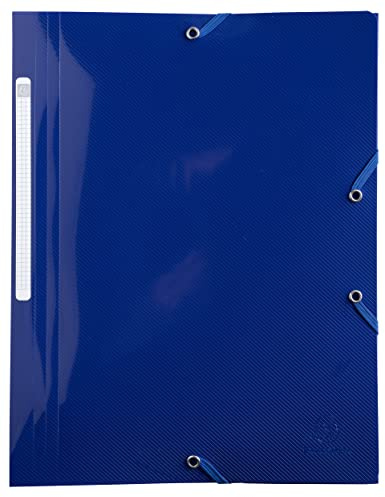 Exacompta 55112E Premium Kunststoff-Einschlagmappe BeeBlue aus blickdichtem Recycling-Kunststoff mit 3 Klappen und 2 Gummizügen DIN A4 Marineblau Blauer Engel