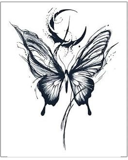 2 Pieces Of Moon Butterfly Herbal Temporary Tattoo Fake Tattoo Stickers Juice Waterproof Women'S Long-Lasting Semi-Permanent Arm Lasting For Two Weeks