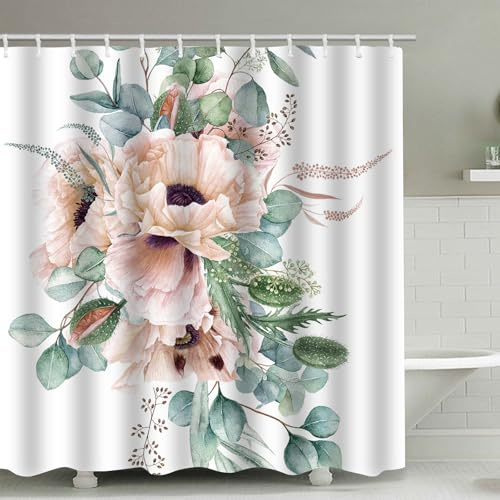 FAIRYGATE Shower Curtains for Bathroom Shower Curtain Extra Long Wide Mould Proof Resistant Fabric for Wet Room Bath with 12 Hooks Waterproof Polyester Fabric Bathtub Washable Quick Dry Deco B8509