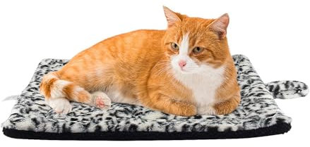 Self Warming Cat Bed, Thick Quiet Non-Electric Mat, 22 x 18 In, Black/White