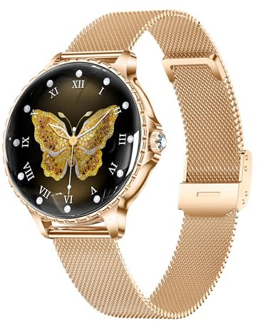 AIMIUVEI Montre Connectée Femme avec Appel, 1.27'' HD Smartwatch avec Fonction Féminine, 24H Fréquence Cardiaque/SpO2/Sommeil, 120+ Modes Sportifs, IP68 Fitness Podomètre pour Android iOS, Or Rose