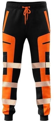 kraftd Men’s Hi Vis Viz Work Trousers Jogging Bottoms Reflective Joggers Sweat Pants Safety High Visibility Combat Trouser Workwear Jogger