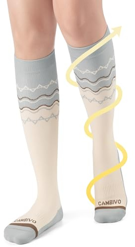 CAMBIVO Medias de Compresión Mujer, Calcetines Compresion 15-20 mmHg, Compression Socks de Moda, Calcetines Altos para Running, Yoga, Viaje, Senderismo, Embarazo, Trabajo, Enfermera, Uso Diario
