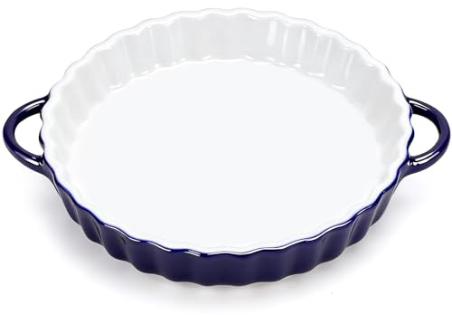 IIRC Tarteform Keramik mit Griffen, 26 x 21 x 5 cm Auflaufform Rund, Backform Keramik für Quiche, Tartes