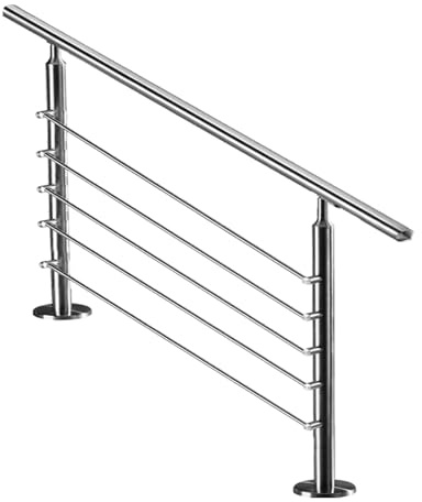 Barandillas de acero inoxidable 304 para terrazas exteriores, porches y escaleras. Barandillas metálicas para interiores y exteriores. Color plateado. (100cm/39.4in)