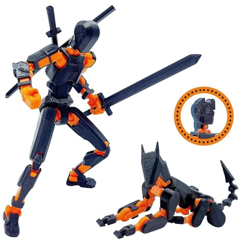 EDLMKM T13 Action Figure Set (Assembly Completed) Age 3+, T 13 3D Printed Model Figures, 3D Printed Robot & Animal Dog Set with A New Head Design, Desktop Decorations for Game Lovers Toys