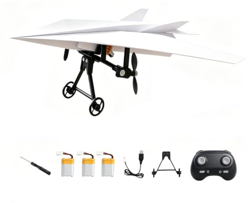 RC pappersflygplanssats med gyrostabilisator, 2,4 GHz fjärrkontroll, lätt att bygga, hopfällbart flygplan, dubbla propellrar, mikrofixerad ving