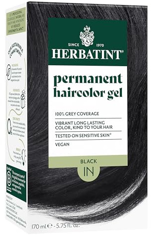 Herbatint Permanent Hair Dye For Women - 1N Black - For Up To 100% Gray Coverage of Resistant Gray Hair - Ammonia-Free, Alcohol-Free & Vegan - Salon Influenced Hair color 5.75 fl oz