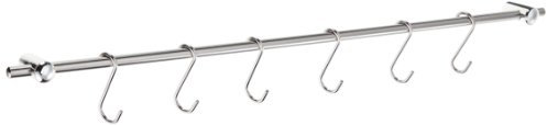 Fackelmann Relingleiste, Küchenleiste aus Edelstahl, Hakenleiste inkl. 6 Haken (Farbe: Silber), Menge: 1 Stück