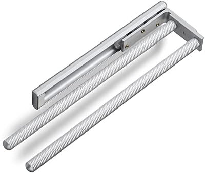 SOTECH Aluminium Handtuchhalter TED 2-armig EV1 eloxiert (325-487 mm, ausziehbar, drehbar) Teleskop-Wandhandtuchhalter für Bad oder Küche