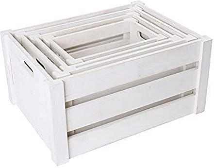 small foot Holzkiste weiß, 4er Set, Dekorations,- Aufbewahrungs- und Transportmöglichkeit, für Kaufmannsläden, 1499
